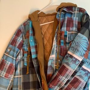 Aztec print, Fleece Hoodie/Pufffy coat, Men M